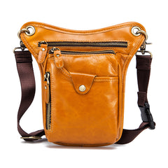 Full Grain Leather Leg Bag Foraging Pouch Leather Motorcycle Waist Bag, Male Knight Bull Head Bag, Crazy Horse Leather Bag for Men Women