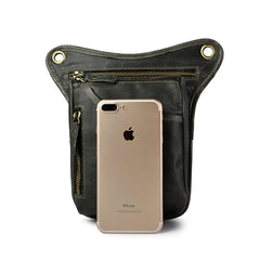 Full Grain Leather Leg Bag Foraging Pouch Leather Motorcycle Waist Bag, Male Knight Bull Head Bag, Crazy Horse Leather Bag for Men Women