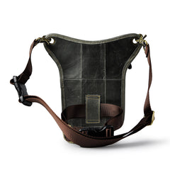 Full Grain Leather Leg Bag Foraging Pouch Leather Motorcycle Waist Bag, Male Knight Bull Head Bag, Crazy Horse Leather Bag for Men Women