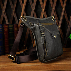 Full Grain Leather Leg Bag Foraging Pouch Leather Motorcycle Waist Bag, Male Knight Bull Head Bag, Crazy Horse Leather Bag for Men Women