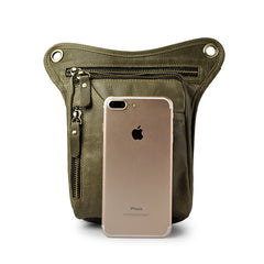 Full Grain Leather Leg Bag Foraging Pouch Leather Motorcycle Waist Bag, Male Knight Bull Head Bag, Crazy Horse Leather Bag for Men Women