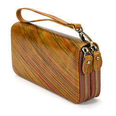 Full Grain Leather Long Wallet, Mens Zipper Wallet, Women Bifold Wallet, Heavy Duty Double-Layer Cowhide Tall Wallet, Fathers Gift for Him