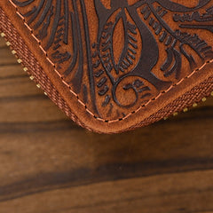 Full Grain Leather Long Wallet, Mens Zipper Wallet, Women Bifold Wallet, Heavy Duty Double-Layer Cowhide Tall Wallet, Fathers Gift for Him