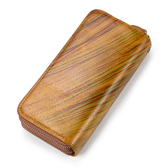 Full Grain Leather Long Wallet, Mens Zipper Wallet, Women Bifold Wallet, Heavy Duty Double-Layer Cowhide Tall Wallet, Fathers Gift for Him