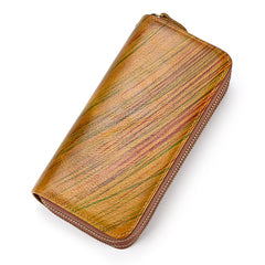 Full Grain Leather Long Wallet, Mens Zipper Wallet, Women Bifold Wallet, Heavy Duty Double-Layer Cowhide Tall Wallet, Fathers Gift for Him