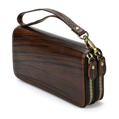 Full Grain Leather Long Wallet, Mens Zipper Wallet, Women Bifold Wallet, Heavy Duty Double-Layer Cowhide Tall Wallet, Fathers Gift for Him