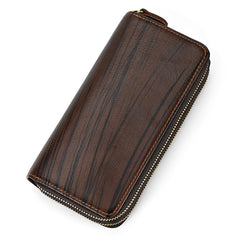 Full Grain Leather Long Wallet, Mens Zipper Wallet, Women Bifold Wallet, Heavy Duty Double-Layer Cowhide Tall Wallet, Fathers Gift for Him