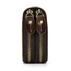 Full Grain Leather Long Wallet, Mens Zipper Wallet, Women Bifold Wallet, Heavy Duty Double-Layer Cowhide Tall Wallet, Fathers Gift for Him