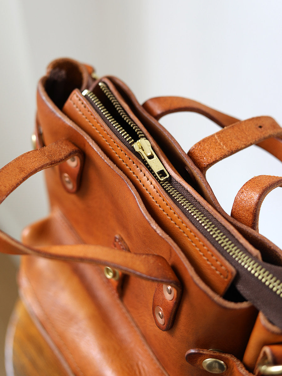 Full Grain Leather Women's Shoulder Bag, Men's Handmade Italian Tanned Grain Leather Crossbody Bag, Men's American Retro Casual Bag