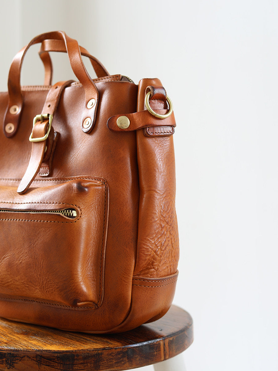 Full Grain Leather Women's Shoulder Bag, Men's Handmade Italian Tanned Grain Leather Crossbody Bag, Men's American Retro Casual Bag