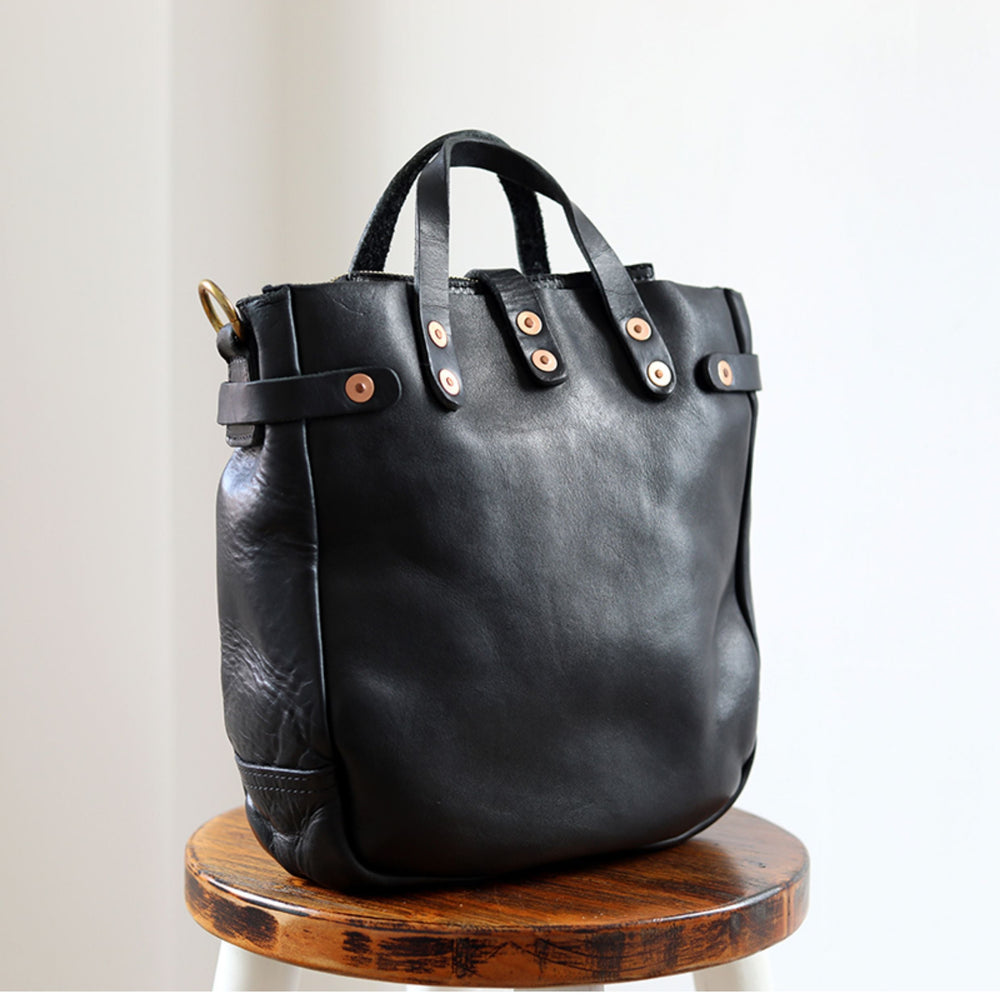 Full Grain Leather Women's Shoulder Bag, Men's Handmade Italian Tanned Grain Leather Crossbody Bag, Men's American Retro Casual Bag