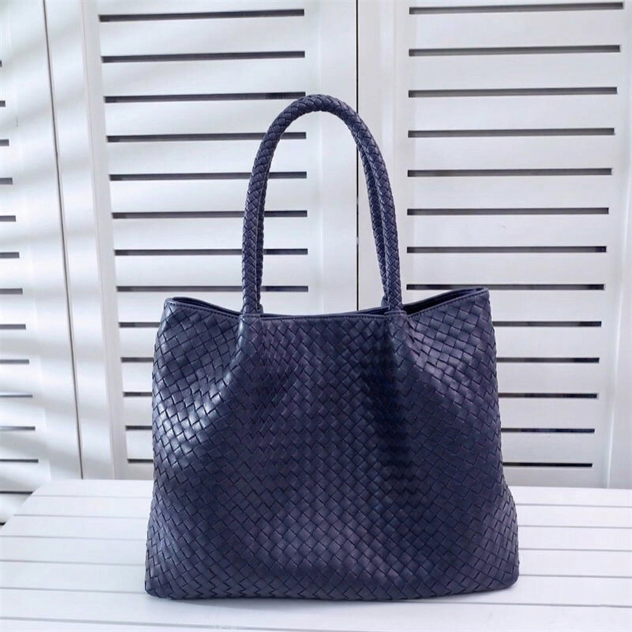 Italy Lambskin Leather Tote, Large Intrecciato Leather Bag, Classic Elegant Tote in Trendy, Designer Bag, Gift to Her