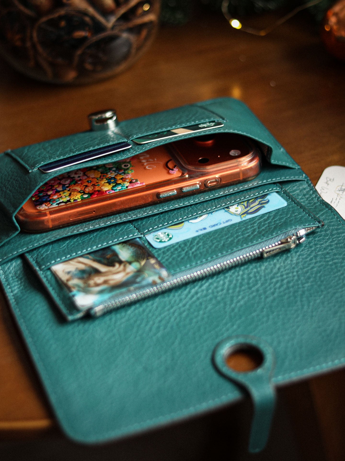 Genuine Cowhide Leather Passport Wallet | Handcrafted Large Phone Clutch & Card Holder