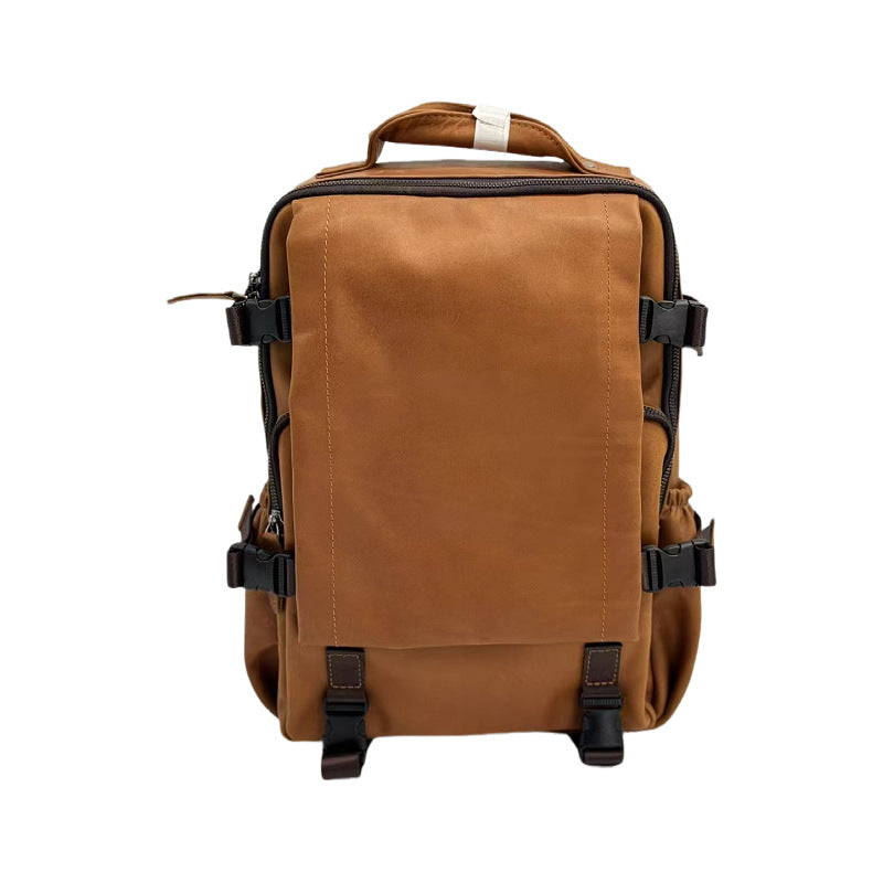 Genuine Full Grain Cowhide Leather Backpack for Men — Handmade Large Travel & Laptop Rucksack | 2 Sizes, 4 Colours | Tactical Buckle Design