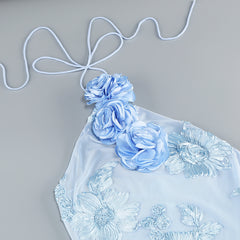 Halter Floral Embroidered Bridal Gown Maxi Dress, Backless Long Evening Dress for Weddings, Formal Events