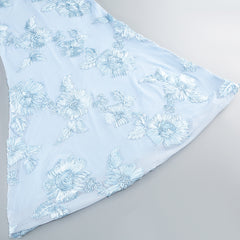 Halter Floral Embroidered Bridal Gown Maxi Dress, Backless Long Evening Dress for Weddings, Formal Events