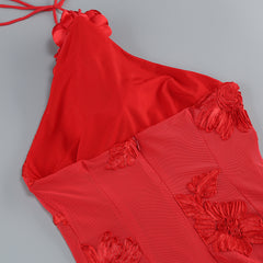 Halter Floral Embroidered Bridal Gown Maxi Dress, Backless Long Evening Dress for Weddings, Formal Events