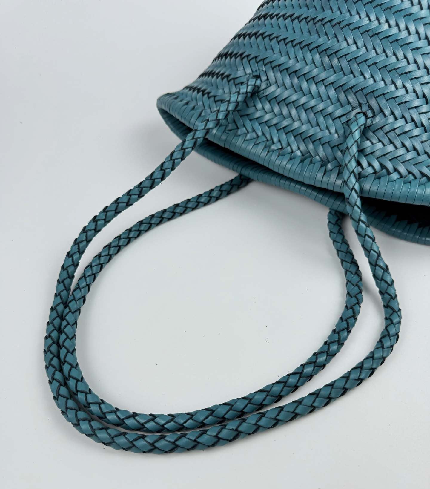 Hand-Woven Cowhide Leather Bucket Bag | Women's Braided Drawstring Basket Purse
