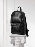 Hand-Woven Italian Lambskin Leather Backpack, Luxury Rucksack for Men & Women