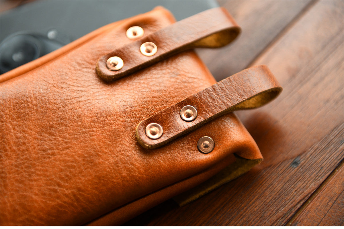 Handcrafted Full Grain Leather Belt Pouch | Cowhide Phone Holster | Outdoor EDC Waist Bag for Men