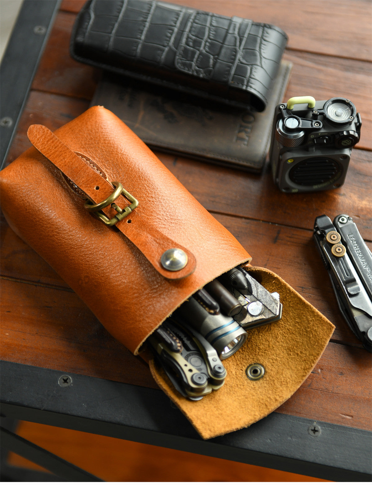 Handcrafted Full Grain Leather Belt Pouch | Cowhide Phone Holster | Outdoor EDC Waist Bag for Men