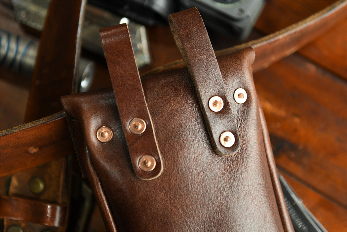 Handcrafted Full Grain Leather Belt Pouch | Cowhide Phone Holster | Outdoor EDC Waist Bag for Men