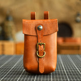 Handcrafted Full Grain Leather Belt Pouch | Cowhide Phone Holster | Outdoor EDC Waist Bag for Men