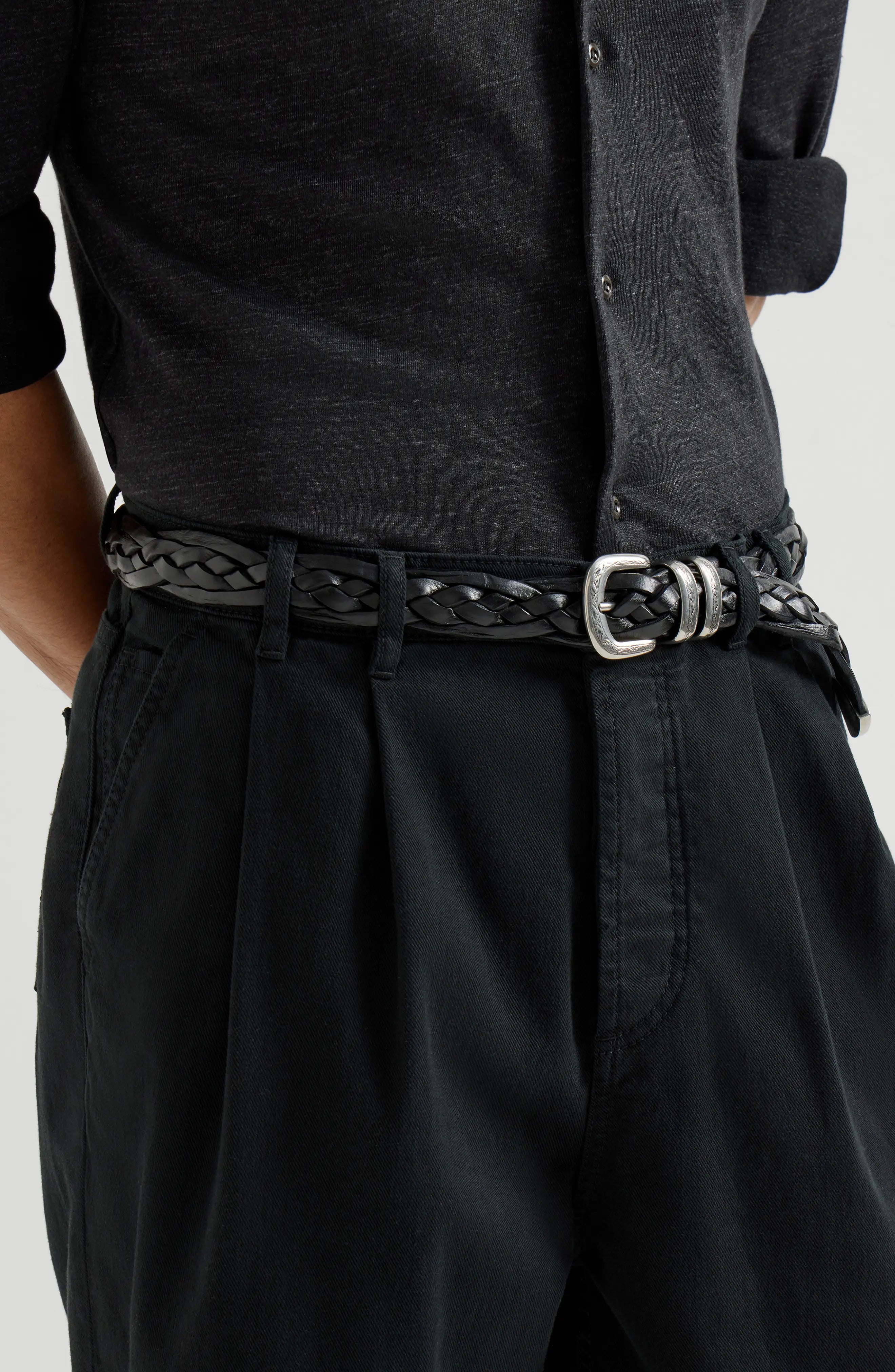 Handcrafted Full Grain Leather Braided Belt | Women's & Men's Vintage Pin-Buckle Belt