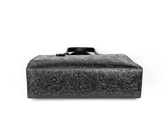 Handcrafted Full Grain Leather Briefcase with Floral Embossing, Vintage Laptop Tote Bag for Men & Women | Fits 16" Laptop | Leather Shoulder & Crossbody Work Bag or Weekend & Overnight Bags