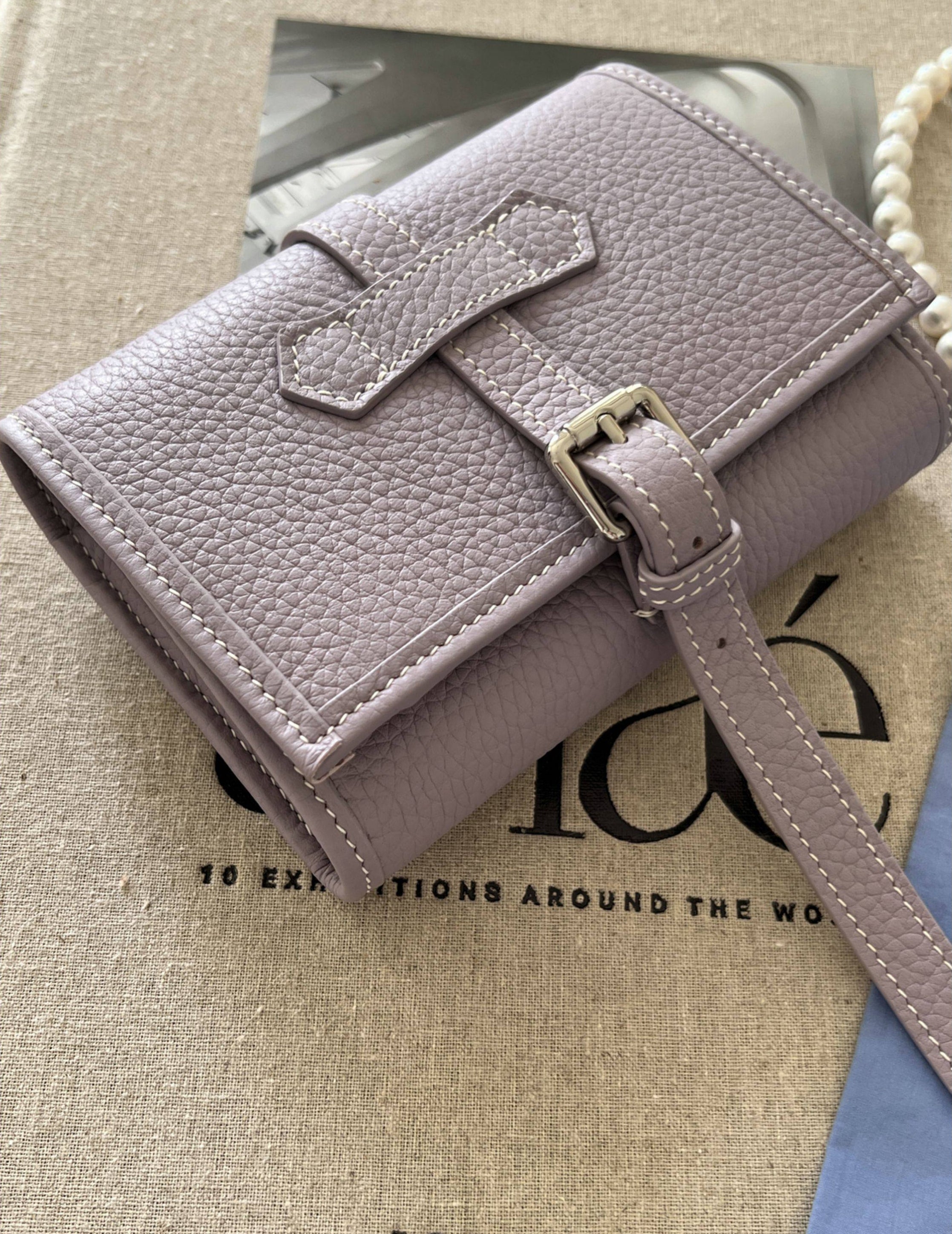 Handcrafted Full Grain Leather Jewellery Travel Organizer, Luxury Cowhide Jewellery Roll with Ring & Earring Holder, Portable Storage Case