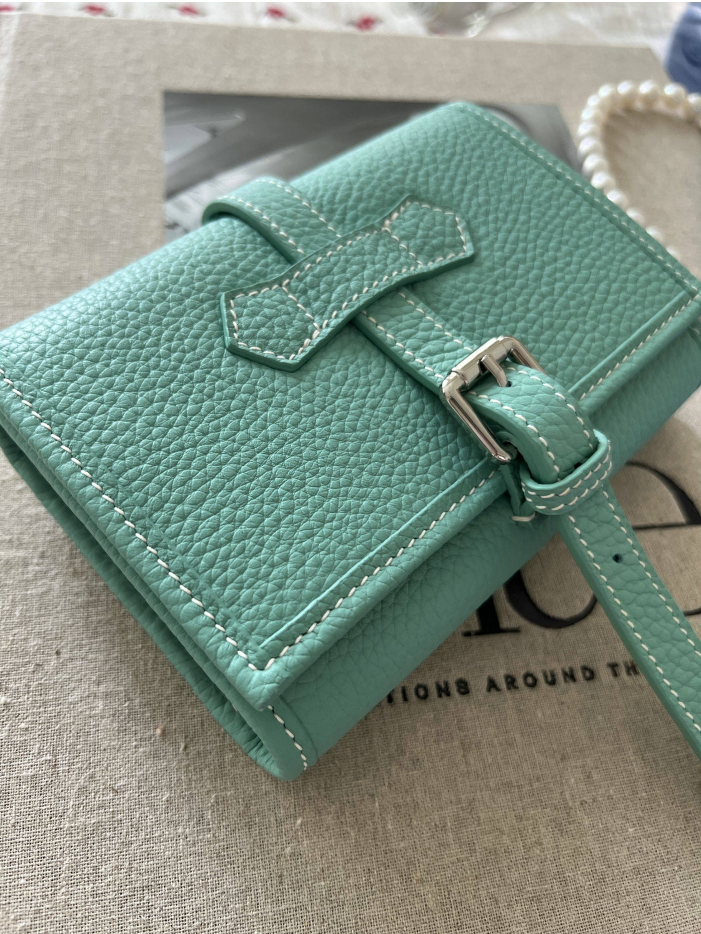 Handcrafted Full Grain Leather Jewellery Travel Organizer, Luxury Cowhide Jewellery Roll with Ring & Earring Holder, Portable Storage Case