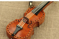 Handcrafted Full Grain Leather Mini Violin & Double Bass Bag Charm – Leather Musical Instrument Keychain Decoration