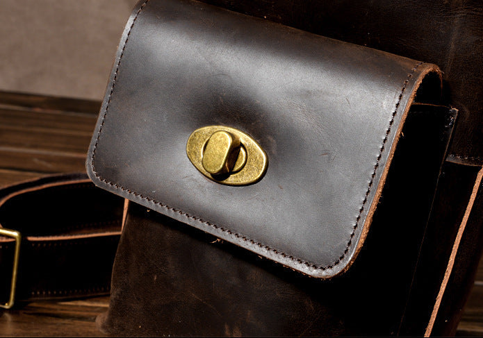 Handcrafted Full Grain Leather Round Barrel Bag | Men's Vintage Motorcycle Crossbody Sling Bag