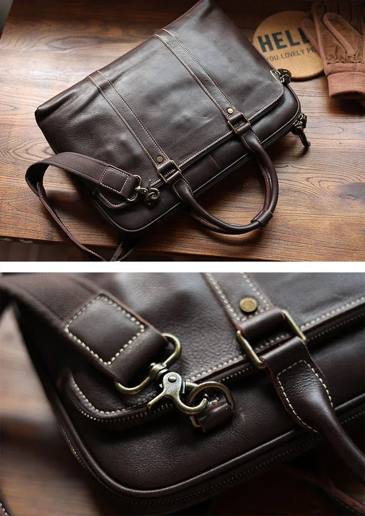 Handcrafted Italian Full Grain Leather Briefcase for Men | Luxury Executive Laptop & Business Satchel