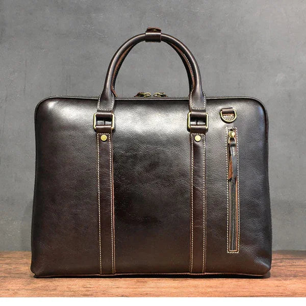 Handcrafted Italian Full Grain Leather Briefcase for Men | Luxury Executive Laptop & Business Satchel