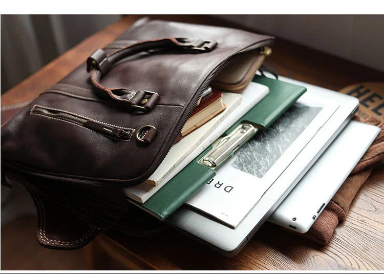 Handcrafted Italian Full Grain Leather Briefcase for Men | Luxury Executive Laptop & Business Satchel