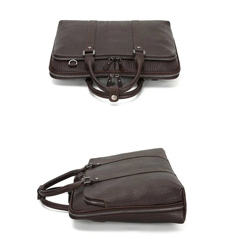 Handcrafted Italian Full Grain Leather Briefcase for Men | Luxury Executive Laptop & Business Satchel