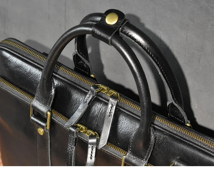 Handcrafted Italian Full Grain Leather Briefcase for Men | Luxury Executive Laptop & Business Satchel
