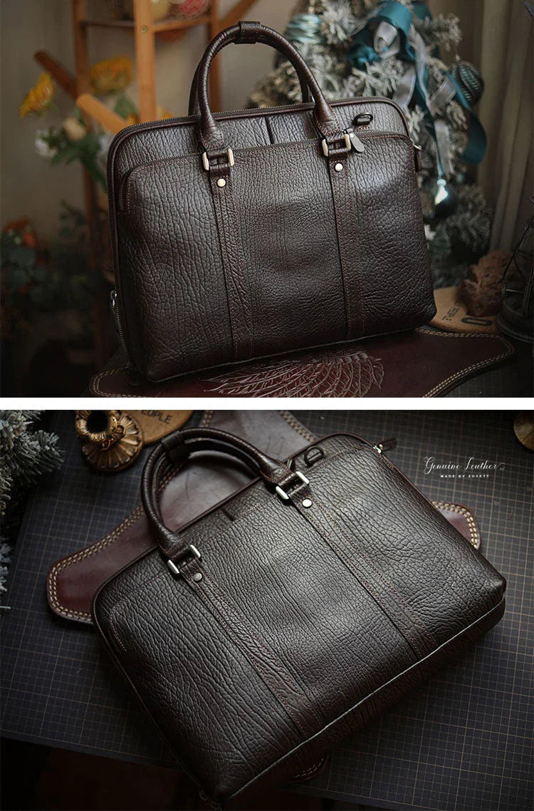 Handcrafted Italian Full Grain Leather Briefcase for Men | Luxury Executive Laptop & Business Satchel