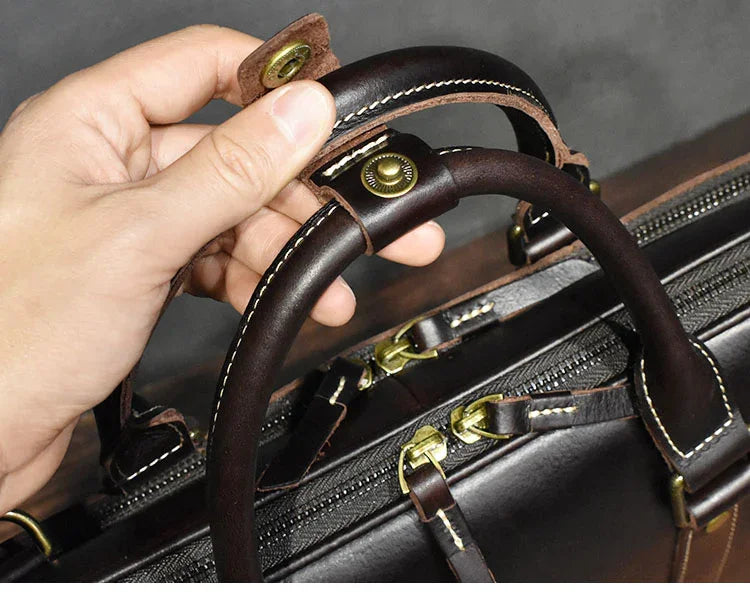 Handcrafted Italian Full Grain Leather Briefcase for Men | Luxury Executive Laptop & Business Satchel