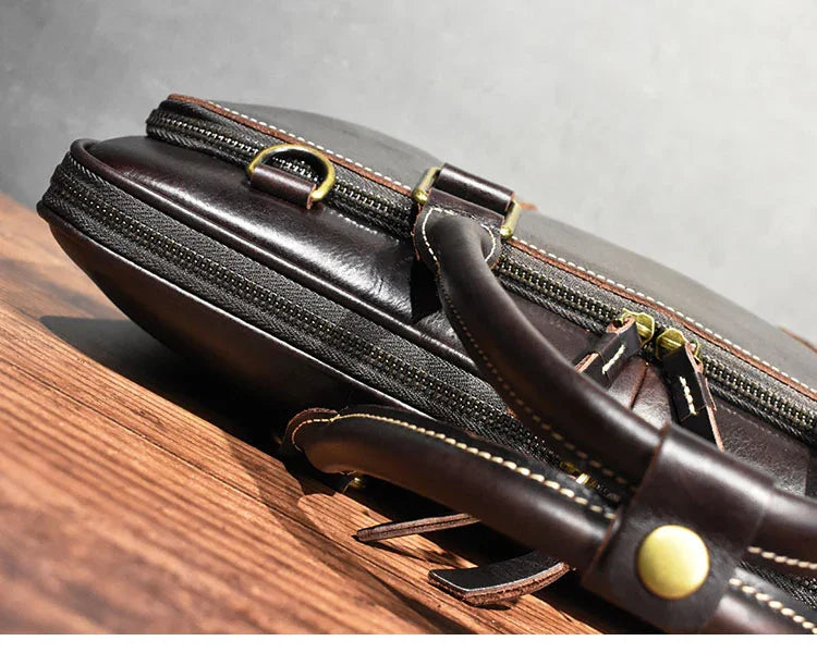 Handcrafted Italian Full Grain Leather Briefcase for Men | Luxury Executive Laptop & Business Satchel