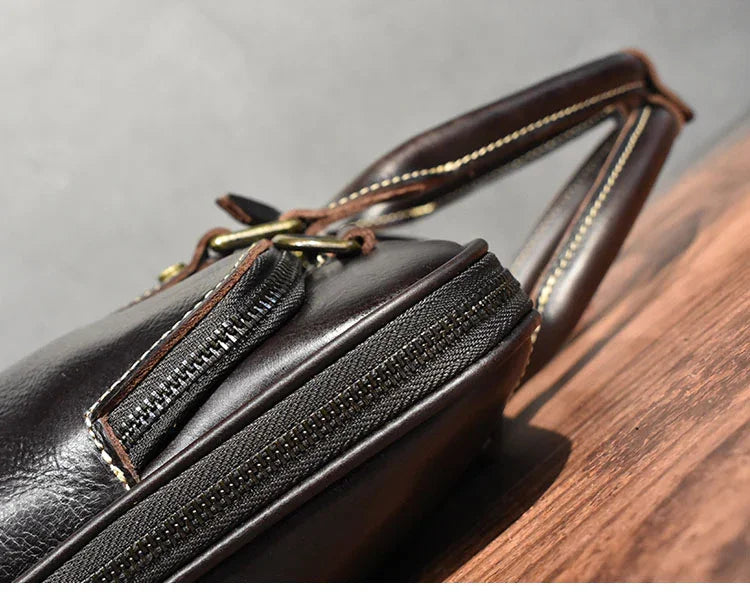 Handcrafted Italian Full Grain Leather Briefcase for Men | Luxury Executive Laptop & Business Satchel