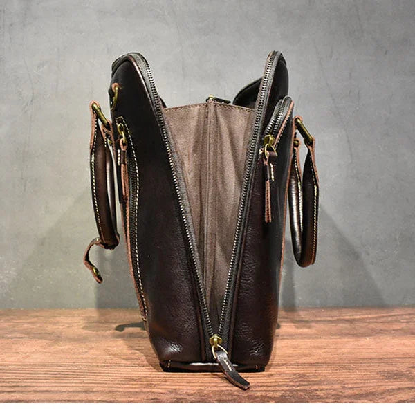 Handcrafted Italian Full Grain Leather Briefcase for Men | Luxury Executive Laptop & Business Satchel