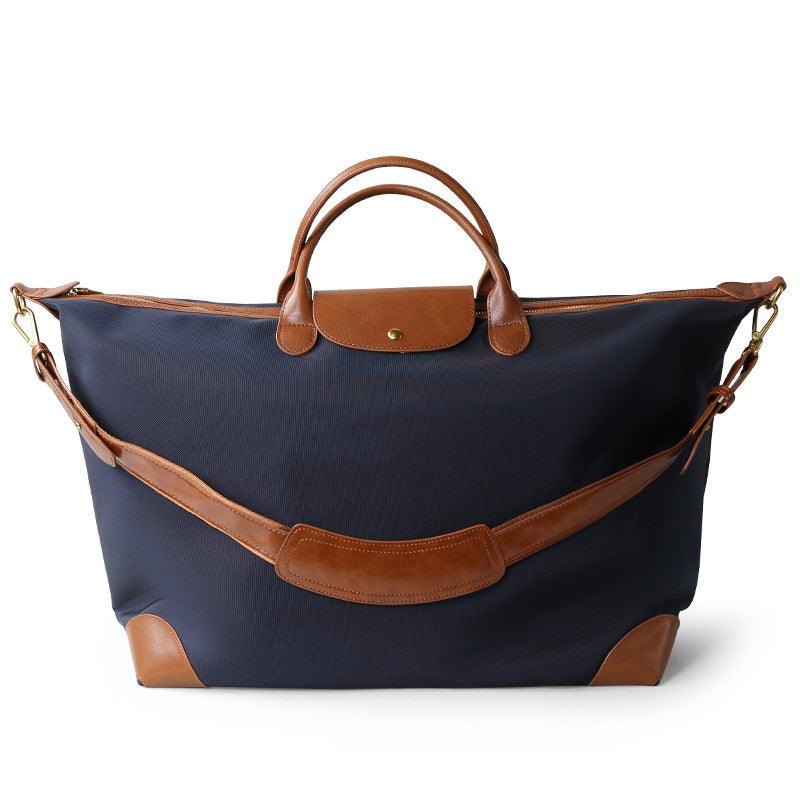 Handcrafted Large Waterproof Nylon and Cowhide Tote Bag, Women Shoulder Bag, Men Traveling Bag, Laptop Bag, Weekend Bag, Work Commutes Bag