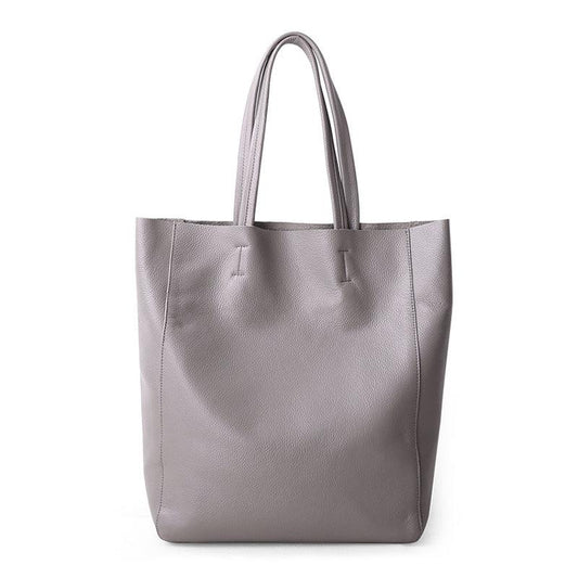 Handcrafted Leather Tote Bag | Grain Leather Large Tote Bag, Birthday Gift For Her, Minimalist Leather Tote, Black, White, Grey