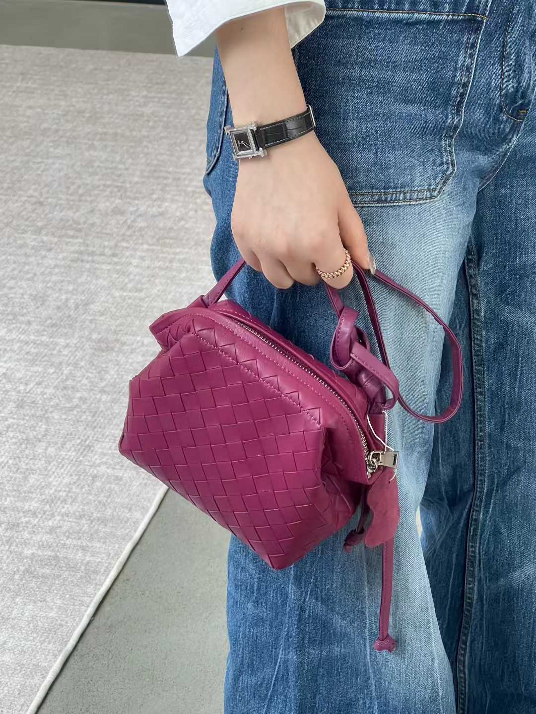 Handcrafted Premium Lambskin Leather Intrecciato Crossbody Bag, Luxury Woven Small Purse