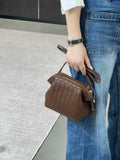 Handcrafted Premium Lambskin Leather Intrecciato Crossbody Bag, Luxury Woven Small Purse