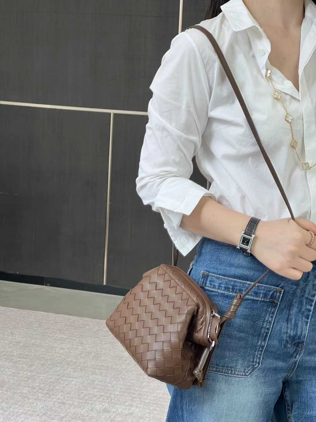 Handcrafted Premium Lambskin Leather Intrecciato Crossbody Bag, Luxury Woven Small Purse