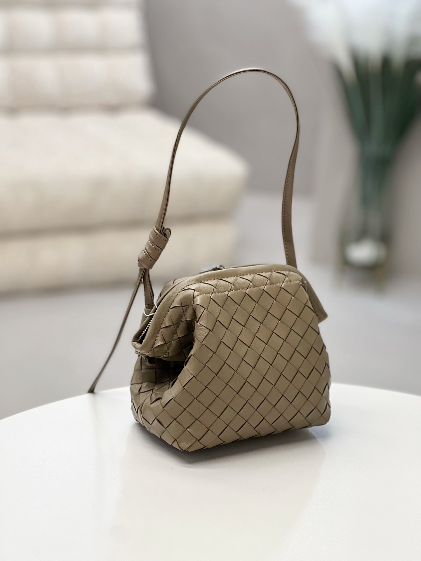 Handcrafted Premium Lambskin Leather Intrecciato Crossbody Bag, Luxury Woven Small Purse