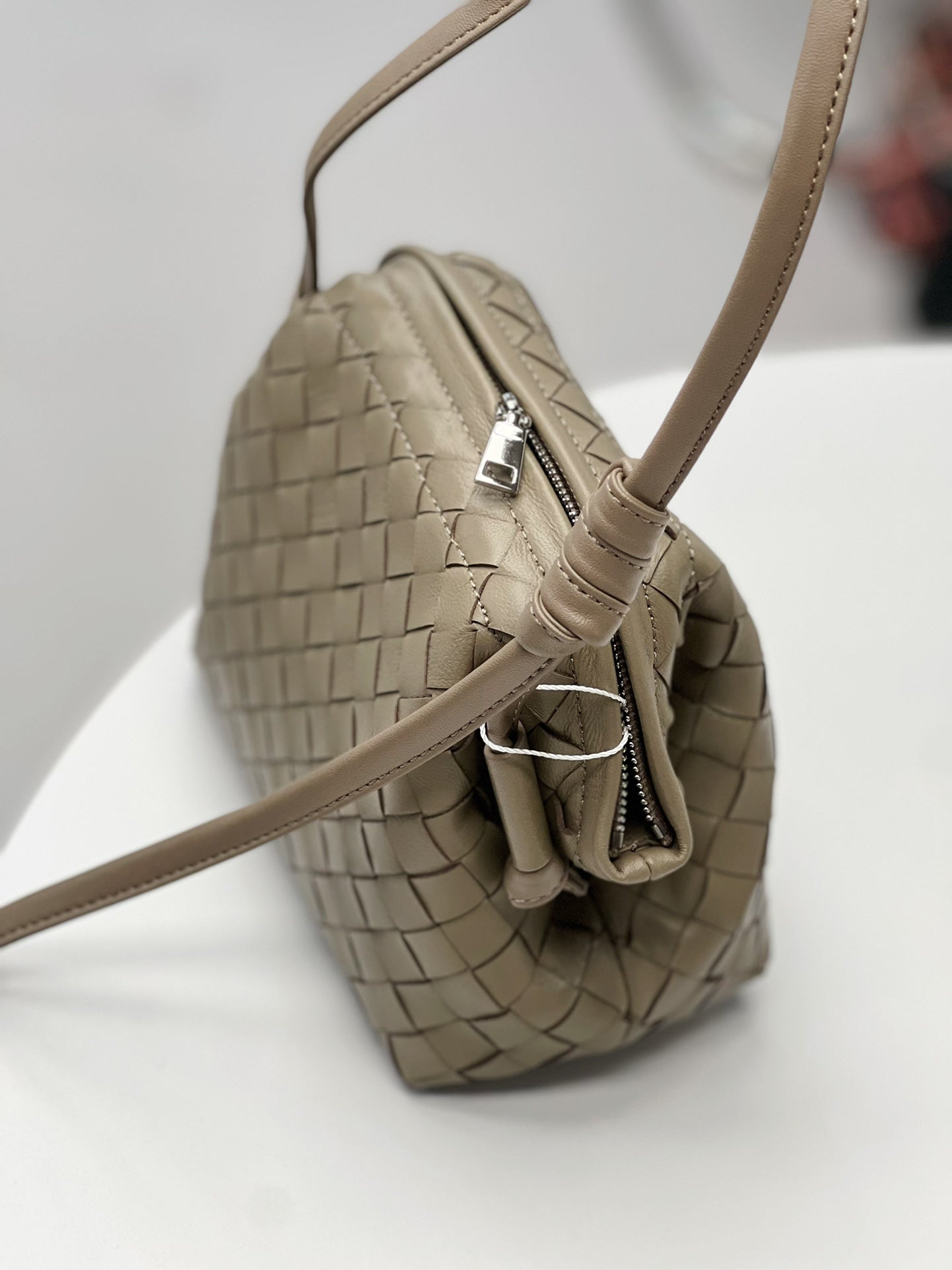 Handcrafted Premium Lambskin Leather Intrecciato Crossbody Bag, Luxury Woven Small Purse